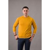 San&fa Regular Fit Bisiklet Yaka Pamuklu Erkek Triko Kazak - 2XL - Hardal