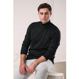 San&fa Regular Fit Yarım Balıkçı Kendinden Desenli Pamuklu Erkek Kazak SİYAH L