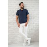 San&fa Slimfit Fermuar Kapamalı Rayon Kumaş Likralı Polo Yaka T-Shirt - Lacivert