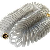 SANFU EVA Geri Tepme Bahçe Su Hortumu 3/8 "ID x 50ft Premium 3/4" İnç Pirinç Bağlantı Parçaları Geri Çekilebilir, Döner Dişi, Açık Hava Veranda Hortumu Deniz ve Tekne, Şeffaf Gri (50 ')