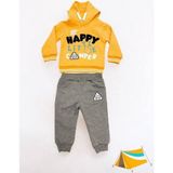 Sani Erkek Bebek Kapüşonlu Yazı Detaylı Eşofman Takımı - Hardal - 1 Yaş