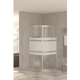 Sanica 5 mm 100x100 Oval Şerit Desenli Orbit Cam Duşakabin