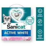 Sanicat - Lotus Çiçeği Kokulu Aktif Beyaz Topaklanan Kedi Kumu, Koku kontrolü garantili doğal minerallerden üretilmiştir, nemi emer ve temizliği kolaylaştırır, 10 L kapasite