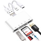 Sanjyut 5-in-1 hafıza kartı okuyucu evrensel kart okuyucu iPhone/iPad için USB/yıldırım/USB C konektörü ve SD/TF kart yuvaları USB OTG adaptörleri destekler SD/Micro SD/SDHC/SDXC/MMC bellek kartları tak ve