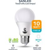 ŞANLED 10W Tasarruflu Beyaz Renk LED Ampul-1 Adettir - 1 Adet