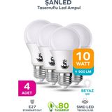 ŞANLED 10W Tasarruflu Beyaz Renk LED Ampul-4 Adettir - 4 Adet