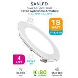 ŞANLED 18w Tasarruflu Led Yuvarlak Beyaz Işık Sıva Altı Slim Panel Tavan Aydınlatma Armatürü-4 Adettir