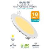 ŞANLED 18w Tasarruflu Led Yuvarlak Gün Işığı Sıva Altı Slim Panel Tavan Aydınlatma Armatürü-1 Adettir