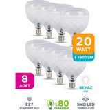 ŞANLED 20W Tasarruflu E27 Beyaz Renk Torch LED Ampul-8 Adet