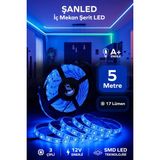 ŞANLED 3 Çipli Iç Mekan Şerit Led Tüm Mekanlar-(Trafosuz) 5,10,20,30,40,50,100m - 5 m - Mavi