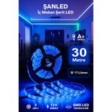 ŞANLED 3 ÇİPLİ İÇ MEKAN ŞERİT LED TÜM MEKANLAR-(TRAFOSUZ) 5,10,20,30,40,50,100M (MAVİ, 30)