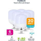 ŞANLED 30W Tasarruflu E27 Beyaz Renk Torch Led Ampul-1,2,4,6,8,10 Adettir - 6 ADET