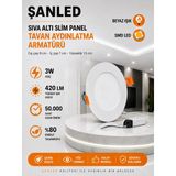 Şanled 3W Tasarruflu Led Yuvarlak Beyaz Işık Sıva Altı Slim Panel Tavan Aydınlatma Armatürü