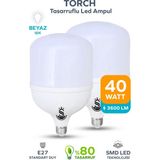 ŞANLED 40W Tasarruflu E27 Beyaz Renk Torch Led Ampul - 2 ADET