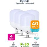 ŞANLED 40W Tasarruflu E27 Beyaz Renk Torch Led Ampul - 4 ADET