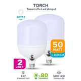 ŞANLED 50W Tasarruflu E27 BEYAZ IŞIK Torch Led Ampul-1-2-4-6-8-10 ADETTİR