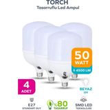 ŞANLED 50W Tasarruflu E27 Beyaz Işık Torch LED Ampul-4 Adet - 4 Adet