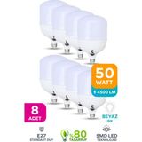 ŞANLED 50W Tasarruflu E27 Beyaz Işık Torch LED Ampul-8 Adet