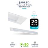 ŞANLED 60 Cm 20 Watt Yatay Led Bant Armatür-trafolu Beyaz Işık-1 Adettir