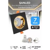 Şanled 7W Sıva Altı Oynar Başlık Gu10 Kare Siyah Bakır Beyaz/Gün Işığı Rengi Led Spot Lamba Vitrin