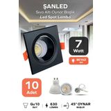ŞANLED 7w Sıva Altı Oynar Başlık Gu10 Kare Siyah Kasa Beyaz Işık Led Spot Lamba-10 Adet