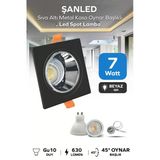 Şanled 7W Sıva Altı Oynar Başlık Gu10 Kare Siyah Kasa Beyaz/Gün Işığı Rengi Led Spot Lamba