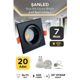 ŞANLED 7w Sıva Altı Oynar Başlık Gu10 Kare Siyah Kasa Gün Işığı Led Spot Lamba-20 Adet