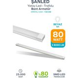 ŞANLED 80W 120 cm Kristal Yatay LED Bant Armatür-Trafolu Beyaz Işık -1-2-4-8-10-20-40-50-80-100 Adettir - 1 Adet