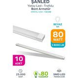 ŞANLED 80W 120 cm Kristal Yatay LED Bant Armatür-Trafolu Beyaz Işık -1-2-4-8-10-20-40-50-80-100 Adettir - 10 Adet