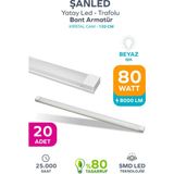 ŞANLED 80W 120 cm Kristal Yatay LED Bant Armatür-Trafolu Beyaz Işık -1-2-4-8-10-20-40-50-80-100 Adettir - 20 Adet
