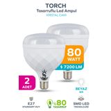 ŞANLED 80W KRİSTAL Tasarruflu E27 Beyaz Işık Torch Led Ampul-1-2-4-6-8-10 Adettir