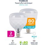 ŞANLED 80W Kristal Tasarruflu E27 Beyaz Işık Torch LED Ampul - 2 Adet