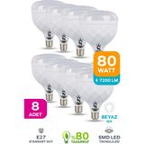 ŞANLED 80W Kristal Tasarruflu E27 Beyaz Işık Torch LED Ampul - 8 Adet