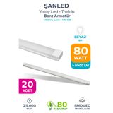 ŞANLED 80Wat 120 cm KRİSTAL Yatay LED Bant Armatür-Trafolu Beyaz Işık -1-2-4-8-10-20-40-50-100 Adettir (20)