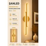 ŞANLED Dekoratif 20W İç Mekan Gold Kasa 60 cm Duvar Aplik PİLLİ 1 Adet