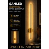 ŞANLED Dekoratif 20W İç Mekan Gold Kasa Amber Işık Rengi 80 cm Duvar Aplik PİLLİ 1 Adet