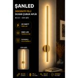 ŞANLED Dekoratif 20W İç Mekan Gold Kasa Gün Işığı 80 cm Duvar Aplik PİLLİ 1 Adet