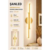 Şanled Dekoratif 20W İç Mekan Siyah, Gold, Krom Kasa Gün Işığı 60 Cm Duvar Aplik Pilli