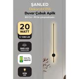 ŞANLED Dekoratif 20W İç Mekan Siyah Kasa 80 cm Duvar Aplik PİLLİ 1 Adet