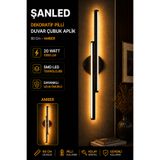 ŞANLED Dekoratif 20W İç Mekan Siyah Kasa Amber ışık 60 cm Duvar Aplik PİLLİ 1 Adet