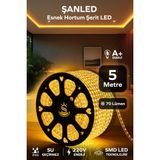 ŞANLED Hortum Esnek Şerit LED Amber Rengi + 220V FIŞ/1,2,3,4,5,10,15,20,25,50,100 Metre - 5 m