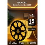 ŞANLED Hortum Esnek Şerit Led BEYAZ-GÜN IŞIĞI-KIRMIZI-MAVİ-AMBER- YEŞİL Rengi + 220v Fiş/1,2,3,4,5,10,15,20,25,50,100 Metre (AMBER IŞIK, 15m)