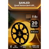 ŞANLED Hortum Esnek Şerit Led BEYAZ-GÜN IŞIĞI-KIRMIZI-MAVİ-AMBER- YEŞİL Rengi + 220v Fiş/1,2,3,4,5,10,15,20,25,50,100 Metre (AMBER IŞIK, 20m)