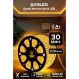 ŞANLED Hortum Esnek Şerit Led BEYAZ-GÜN IŞIĞI-KIRMIZI-MAVİ-AMBER- YEŞİL Rengi + 220v Fiş/1,2,3,4,5,10,15,20,25,50,100 Metre (AMBER IŞIK, 30m)