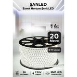 ŞANLED Hortum Esnek Şerit Led BEYAZ-GÜN IŞIĞI-KIRMIZI-MAVİ-AMBER- YEŞİL Rengi + 220v Fiş/1,2,3,4,5,10,15,20,25,50,100 Metre (BEYAZ IŞIK, 20m)