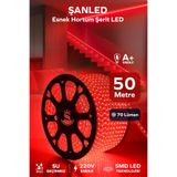 ŞANLED Hortum Esnek Şerit Led BEYAZ-GÜN IŞIĞI-KIRMIZI-MAVİ-AMBER- YEŞİL Rengi + 220v Fiş/1,2,3,4,5,10,15,20,25,50,100 Metre (KIRMIZI IŞIK, 50m)