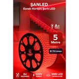 ŞANLED Hortum Esnek Şerit Led BEYAZ-GÜN IŞIĞI-KIRMIZI-MAVİ-AMBER- YEŞİL Rengi + 220v Fiş/1,2,3,4,5,10,15,20,25,50,100 Metre (KIRMIZI IŞIK, 5m)