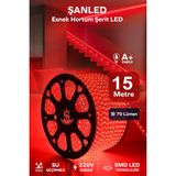 ŞANLED Hortum Esnek Şerit LED Kırmızı Işık + 220V FIŞ/1,2,3,4,5,10,15,20,25,50,100 Metre - 15 m