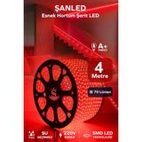 ŞANLED Hortum Esnek Şerit LED Kırmızı Işık + 220V FIŞ/1,2,3,4,5,10,15,20,25,50,100 Metre - 4 m