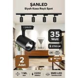 ŞANLED Led Siyah Kasa Beyaz Işık 35w Raylı Spot / 2 Adet 1 Metre Ray